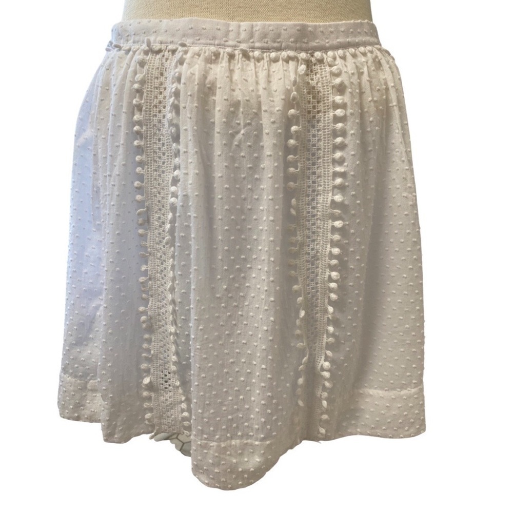 J. Crew Women’s White Swiss Dot Skirt with Vertical Eyelet Detail Size 4